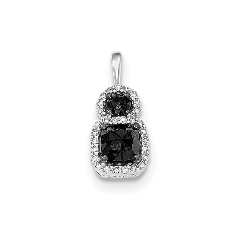 14K Weißgold Anhänger mit schwarzen und weißen echten Diamanten