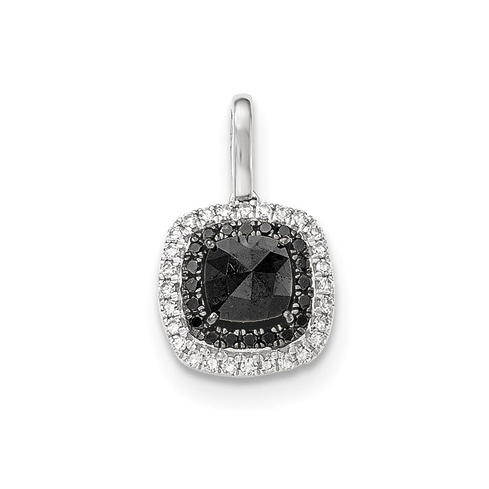 14K Weißgold Quadrat-Anhänger mit echten schwarzen und weißen Diamanten
