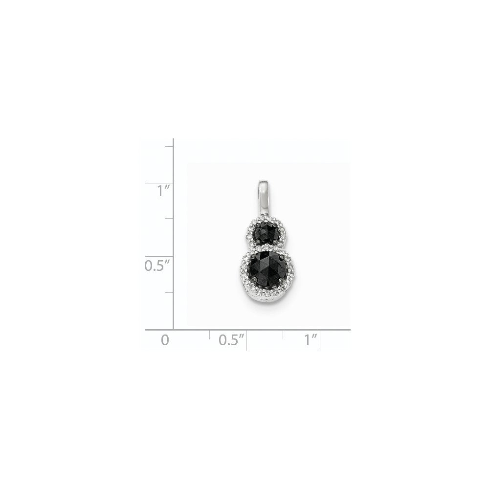 14K Weißgold-Anhänger mit schwarzen und weißen echten Diamanten