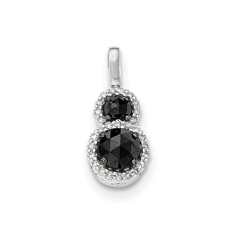 14K Weißgold-Anhänger mit schwarzen und weißen echten Diamanten