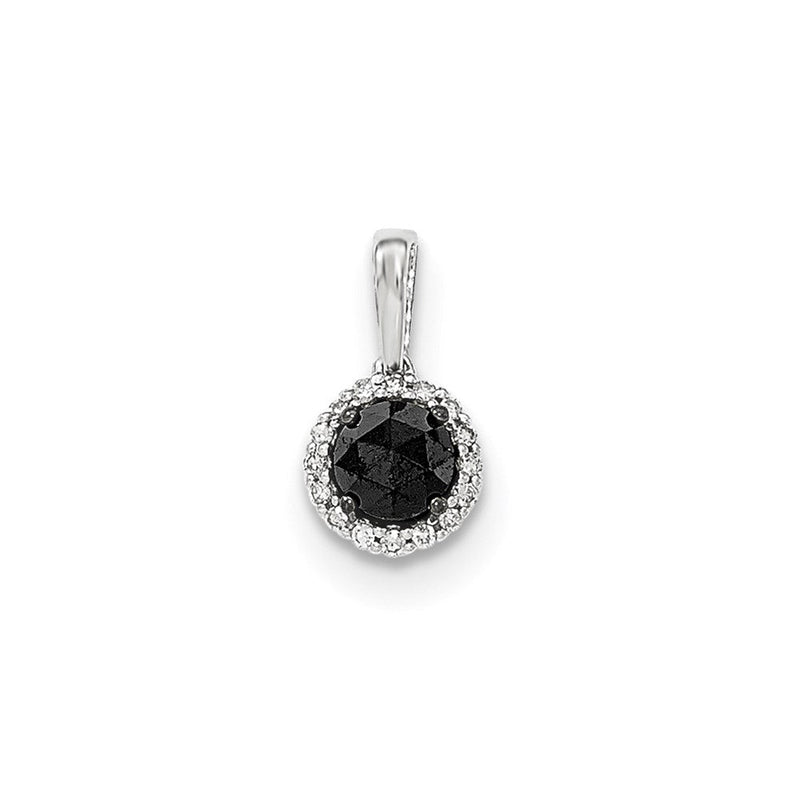 14K Weißgold-Anhänger mit echten schwarzen und weißen Diamanten