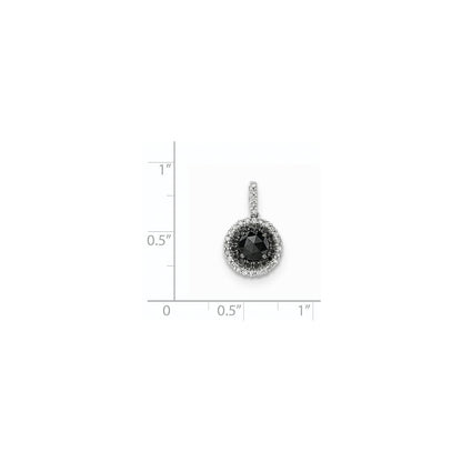 14K Weißgold Anhänger mit schwarzen und weißen echten Diamanten