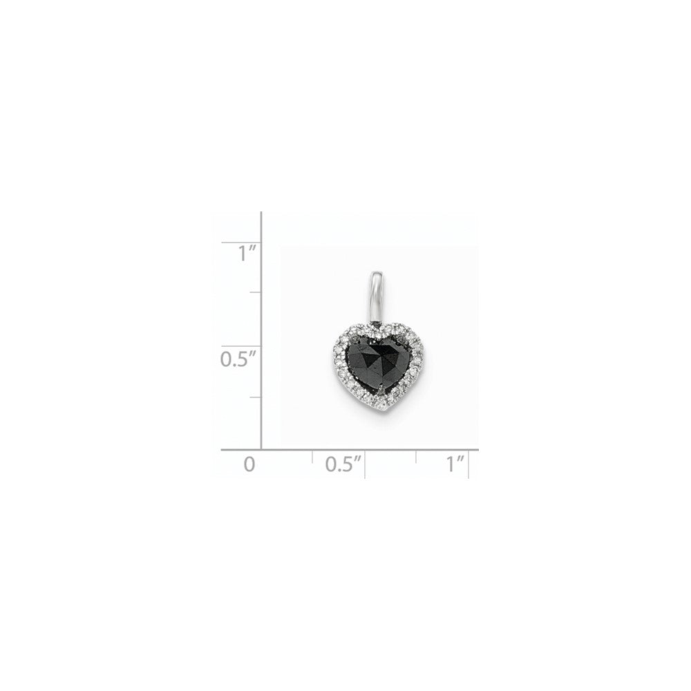 14k Weißgold Herzanhänger mit schwarzen und weißen echten Diamanten