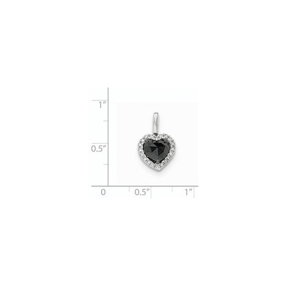 14k Weißgold Herzanhänger mit schwarzen und weißen echten Diamanten