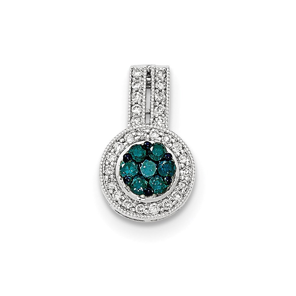 14K Weißgold Anhänger mit blauen und weißen Diamanten