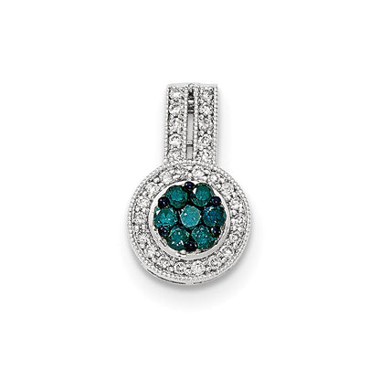14K Weißgold Anhänger mit blauen und weißen Diamanten