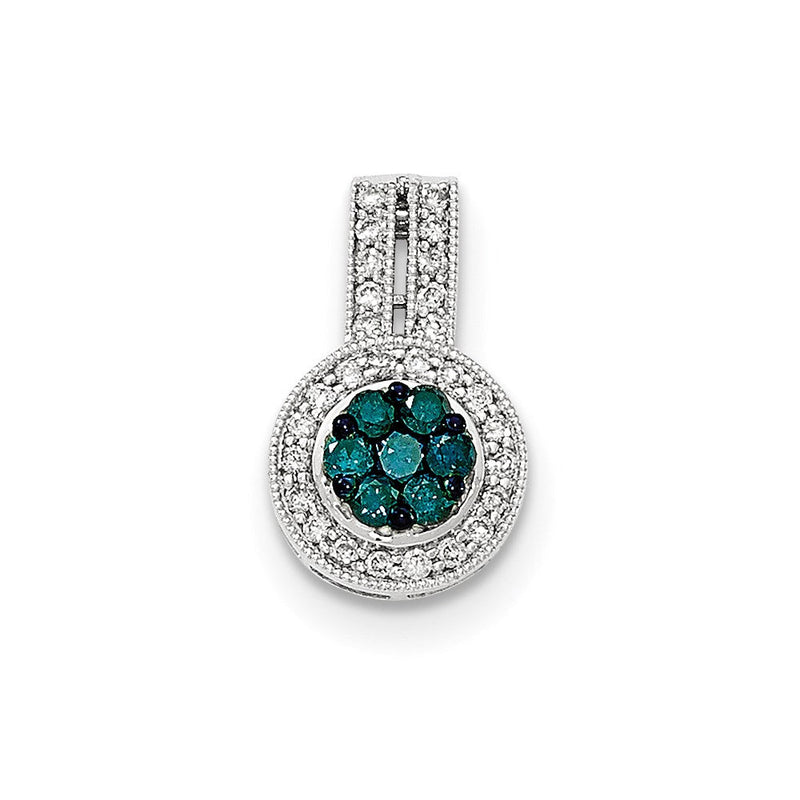 14K Weißgold Anhänger mit blauen und weißen Diamanten