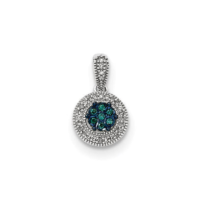14K Weißgold Anhänger mit blauen und weißen Diamanten