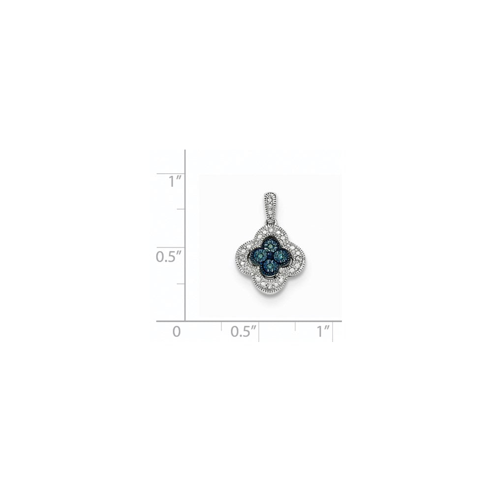 14K Weißgold-Anhänger mit blauen und weißen Diamanten