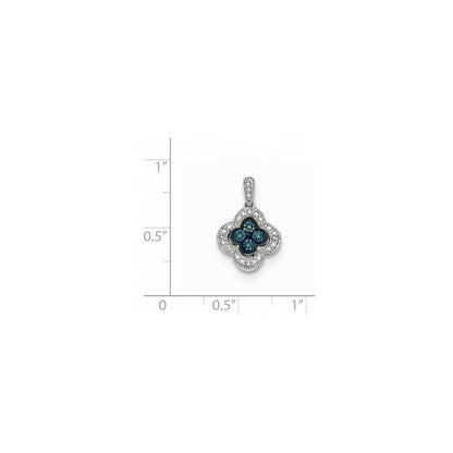 14K Weißgold-Anhänger mit blauen und weißen Diamanten