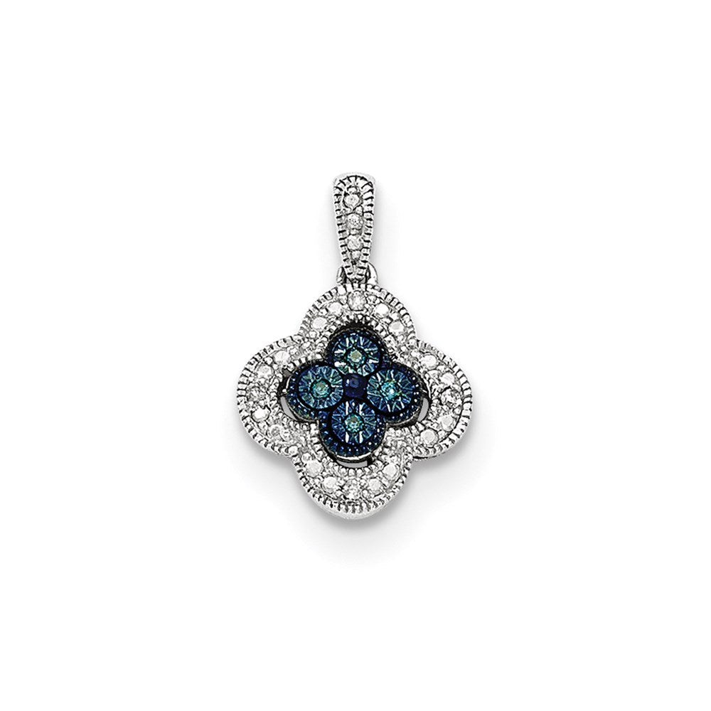 14K Weißgold-Anhänger mit blauen und weißen Diamanten