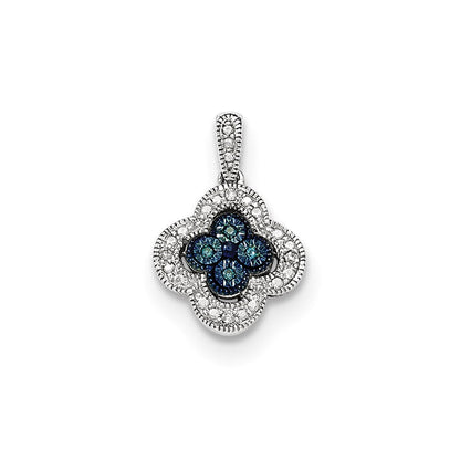 14K Weißgold-Anhänger mit blauen und weißen Diamanten