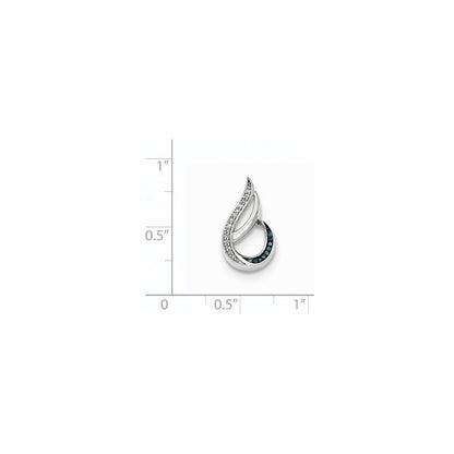 14k Weißgold Anhänger Tropfenform poliert mit Diamant/Blauem Diamant