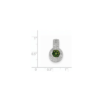 14K Weißgold Anhänger mit grünen und weißen echten Diamanten