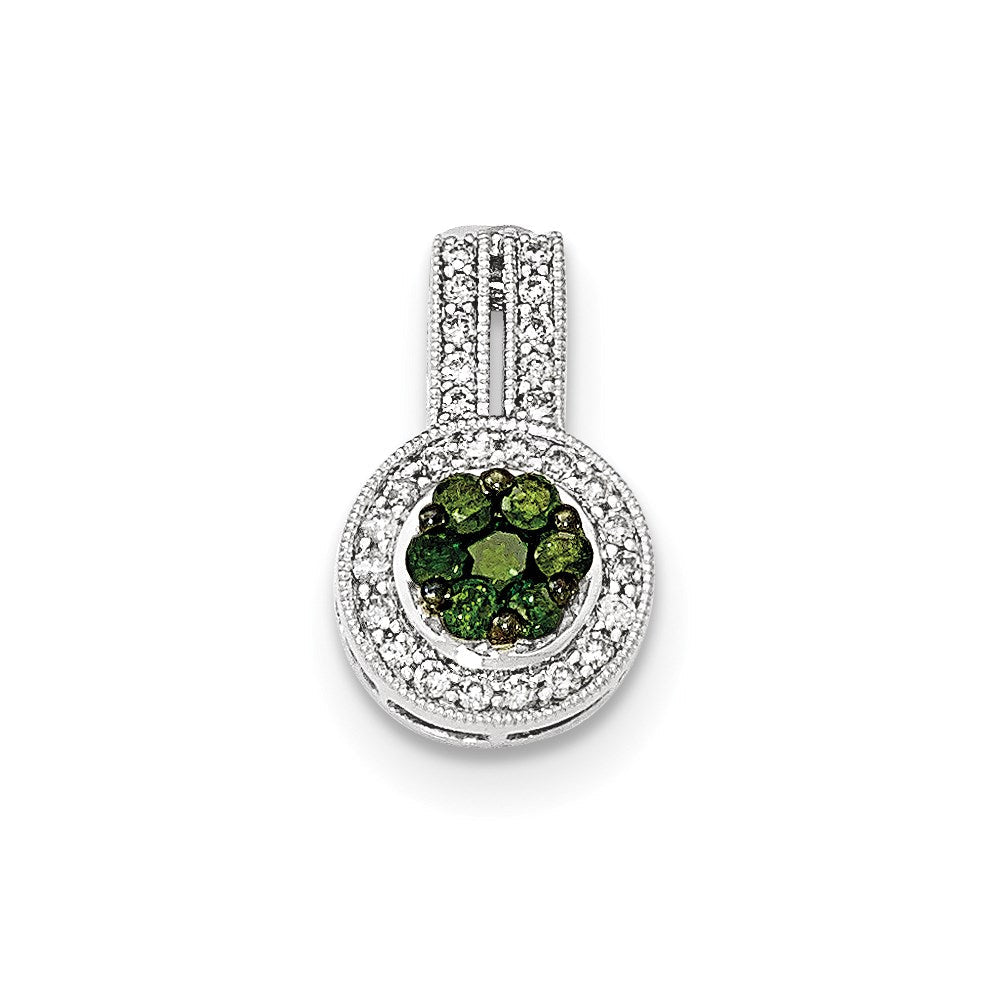 14K Weißgold Anhänger mit grünen und weißen echten Diamanten