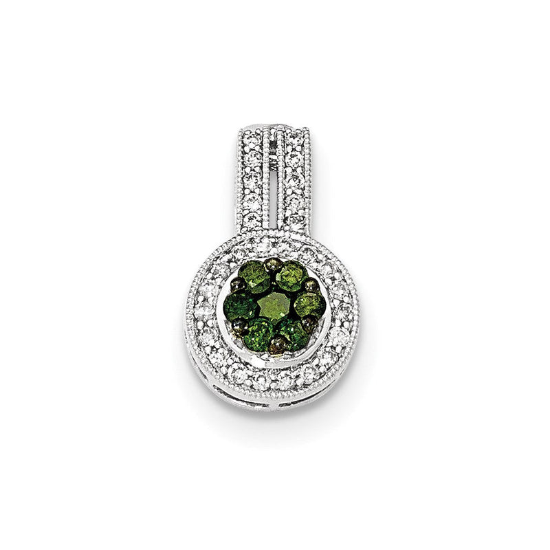 14K Weißgold Anhänger mit grünen und weißen echten Diamanten