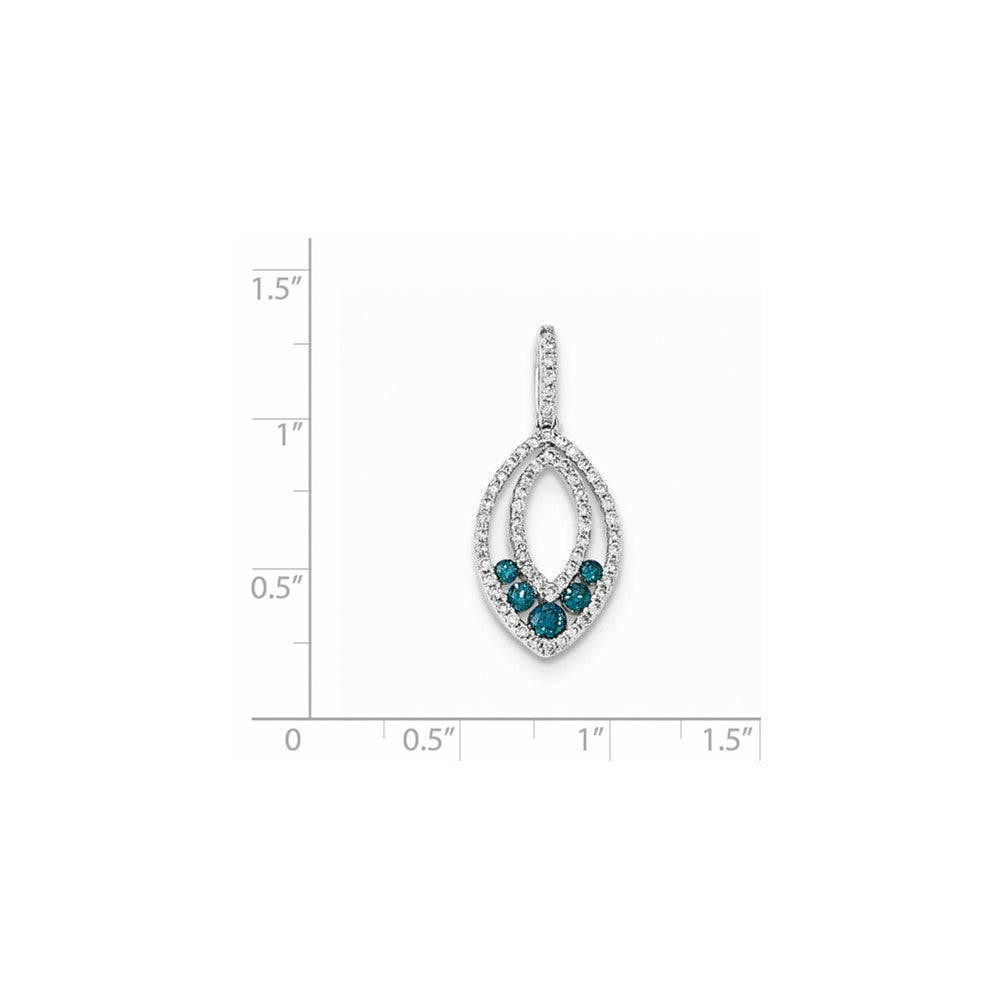 14K Weißgold Anhänger mit blauen und weißen Diamanten