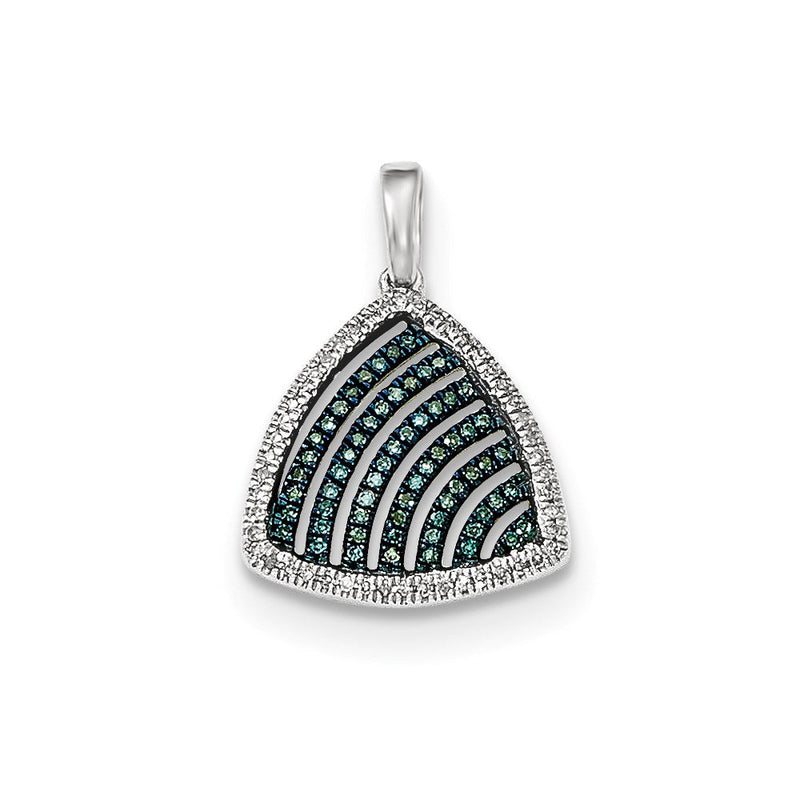 14K Weißgold Anhänger mit blauen und weißen Diamanten