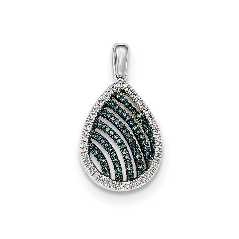 14K Weißgold Anhänger mit blauen und weißen Diamanten