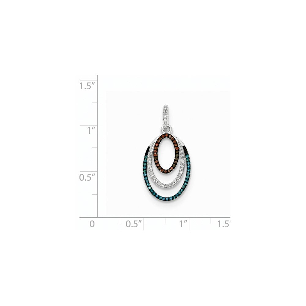 14K Weißgold Anhänger mit blauen, weißen und cognacfarbenen Diamanten