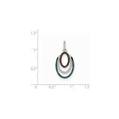 14K Weißgold Anhänger mit blauen, weißen und cognacfarbenen Diamanten