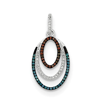 14K Weißgold Anhänger mit blauen, weißen und cognacfarbenen Diamanten