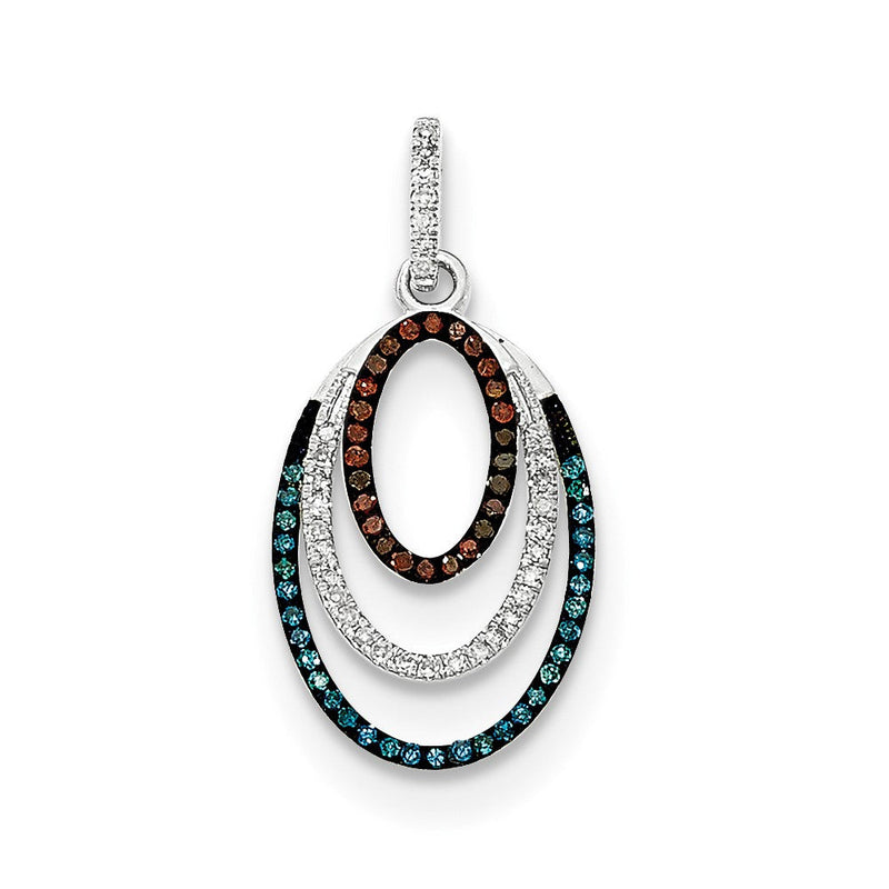 14K Weißgold Anhänger mit blauen, weißen und cognacfarbenen Diamanten