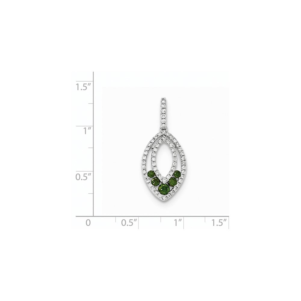 14K Weißgold Anhänger mit grünen und weißen echten Diamanten