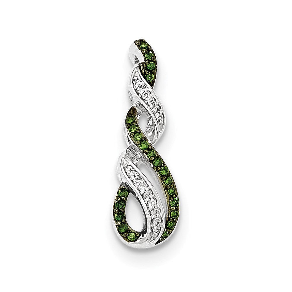 14K Weißgold Grün und Weiß Echt Diamant Kette Anhänger