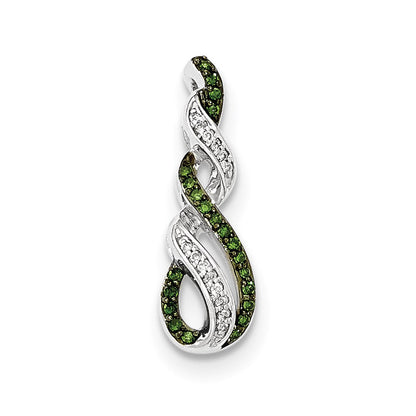 14K Weißgold Grün und Weiß Echt Diamant Kette Anhänger