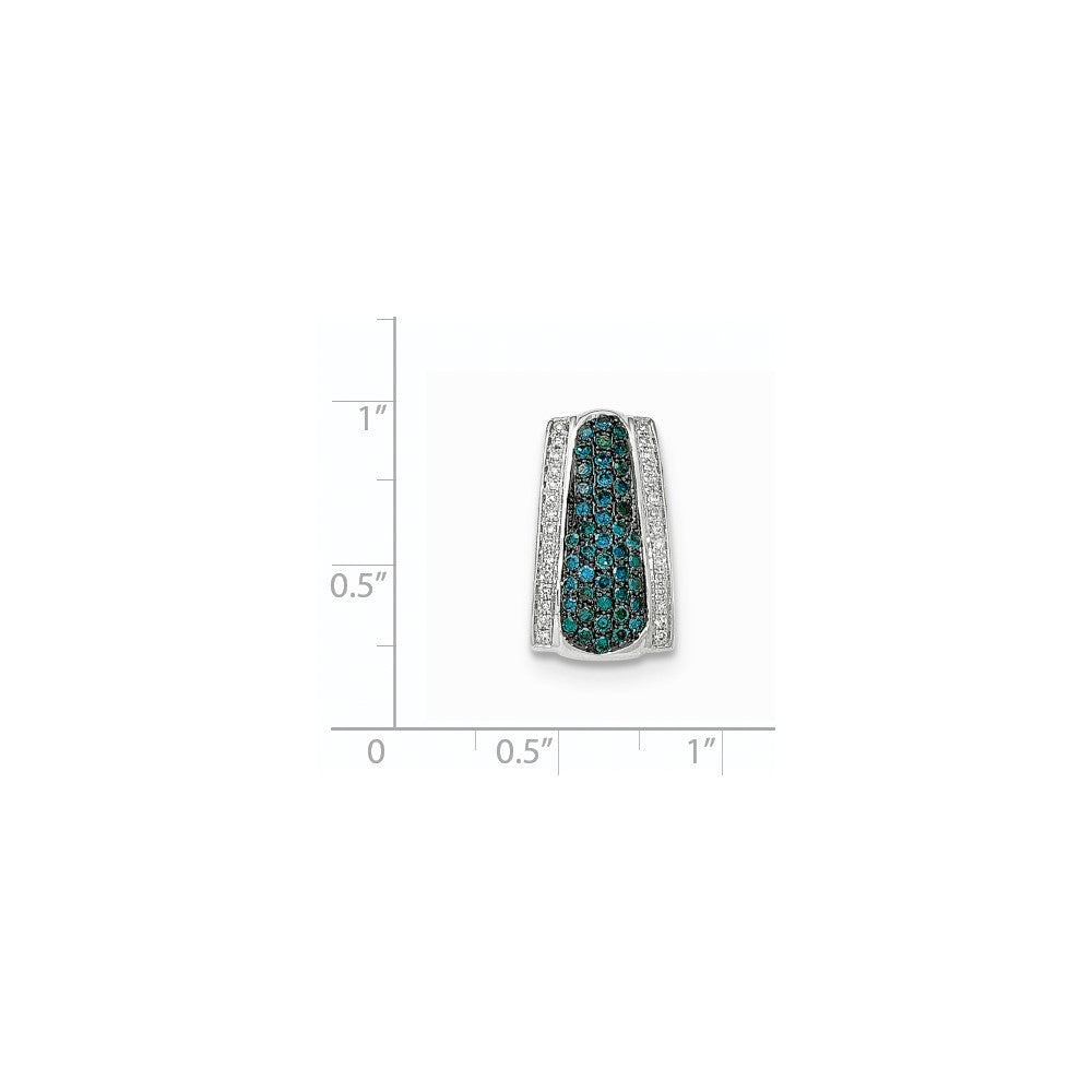 14K Weißgold Blau und Weiß Diamant Omega Anhänger