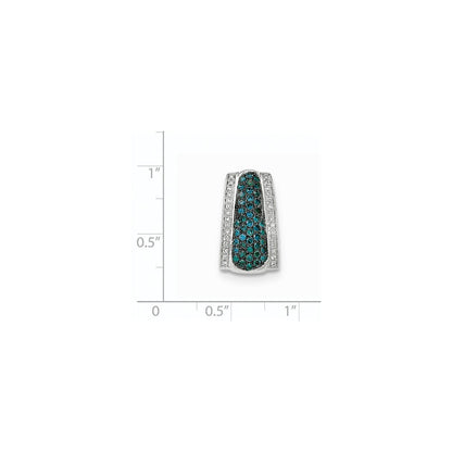 14K Weißgold Blau und Weiß Diamant Omega Anhänger