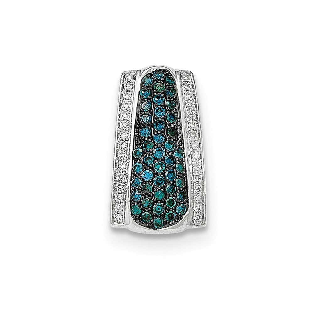 14K Weißgold Blau und Weiß Diamant Omega Anhänger