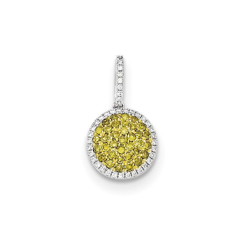 14K Weißgold Anhänger mit Diamant und Pavé-Gelbdiamanten