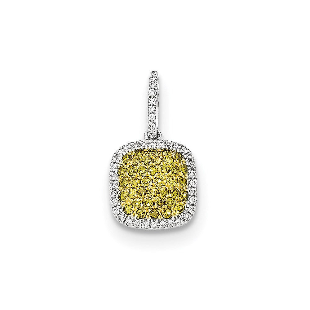 14K Weißgold Diamant- und Pavé-Gelbdiamant-Anhänger