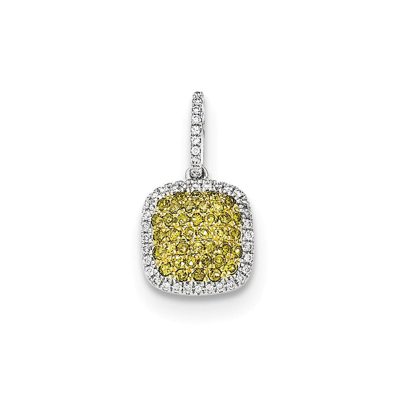14K Weißgold Diamant- und Pavé-Gelbdiamant-Anhänger
