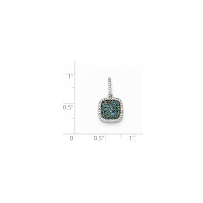 14K Weißgold Diamant- & Pavé-Blaudiamant-Anhänger