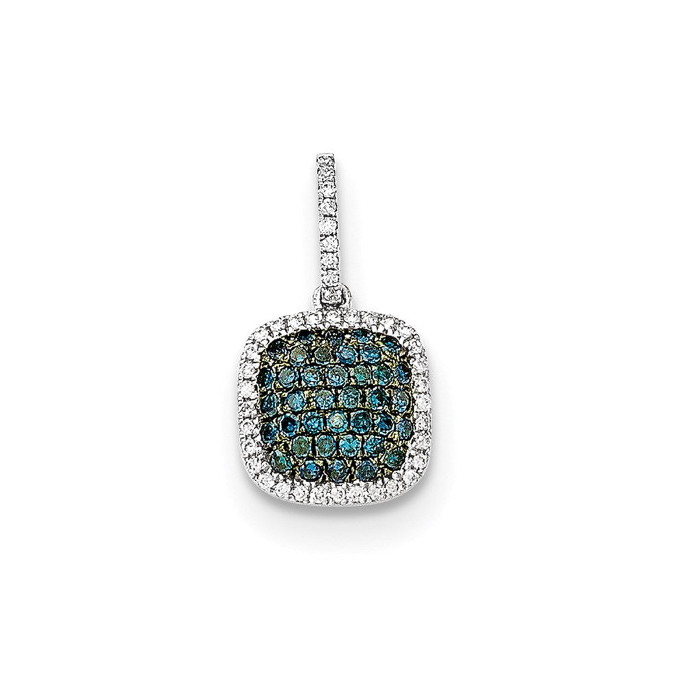 14K Weißgold Diamant- & Pavé-Blaudiamant-Anhänger