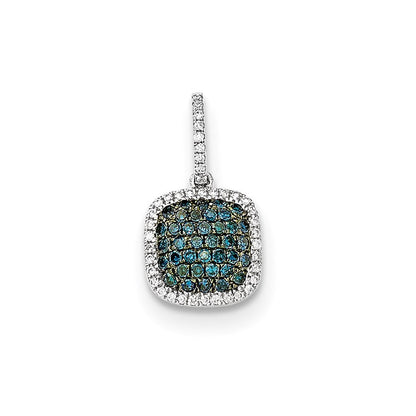 14K Weißgold Diamant- & Pavé-Blaudiamant-Anhänger