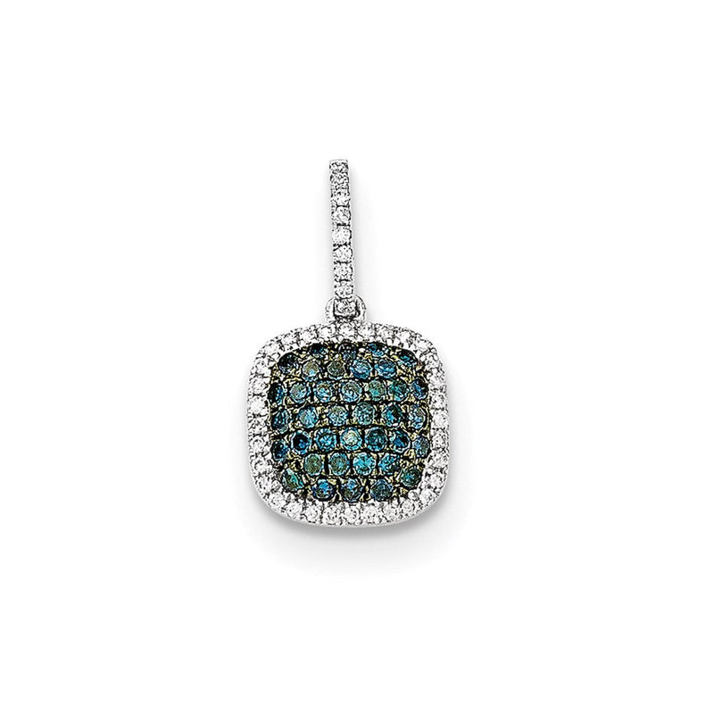 14K Weißgold Diamant- & Pavé-Blaudiamant-Anhänger