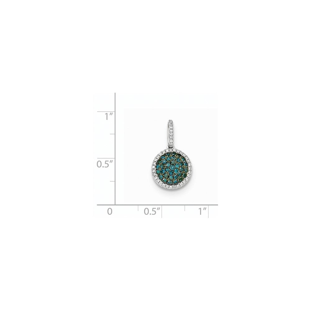 14K Weißgold Anhänger mit Diamant und Pavé-Diamant in Blau