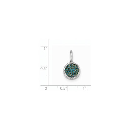 14K Weißgold Anhänger mit Diamant und Pavé-Diamant in Blau