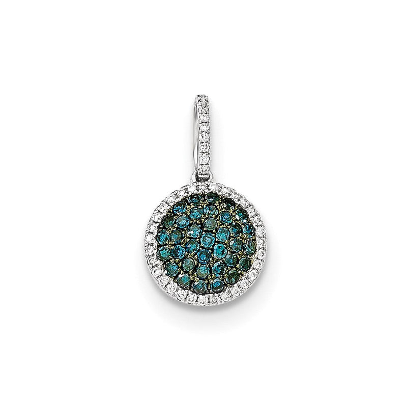 14K Weißgold Anhänger mit Diamant und Pavé-Diamant in Blau
