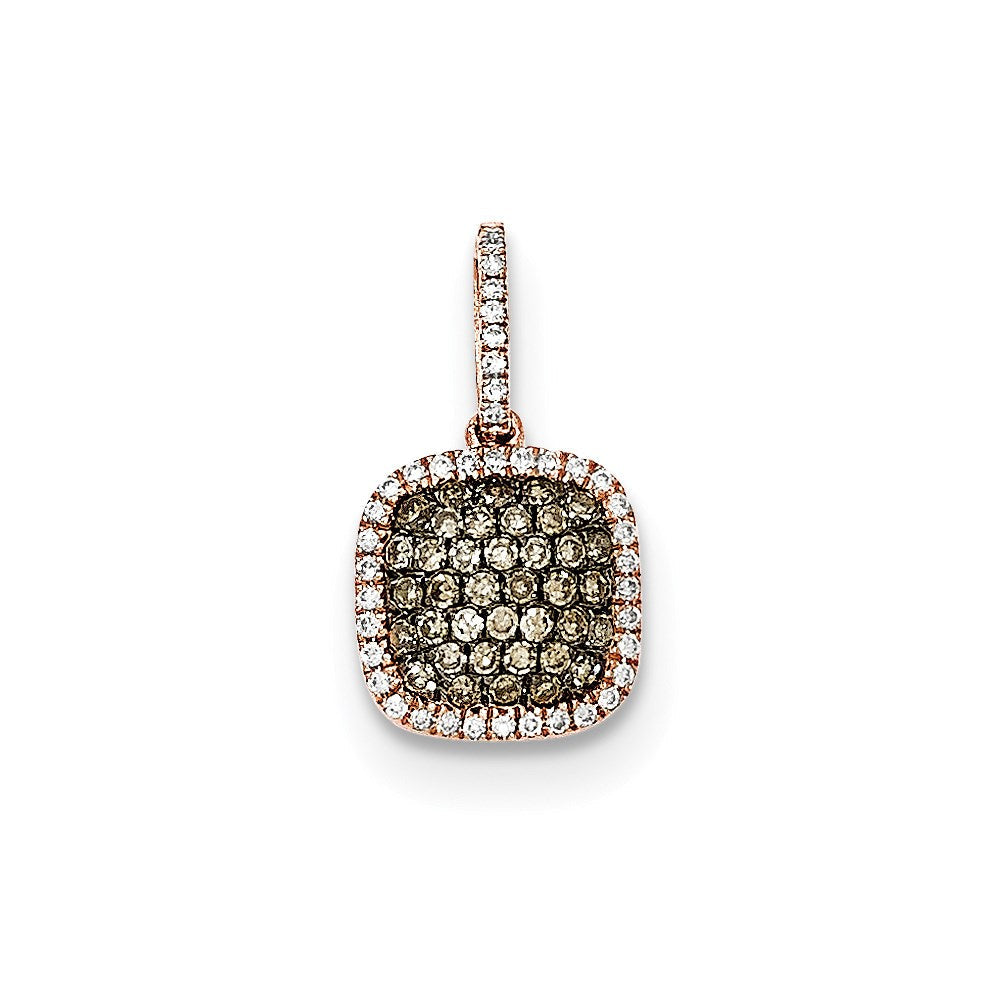 14K Roségold-Anhänger mit echtem Diamant und Pavé-Champagnerdiamanten