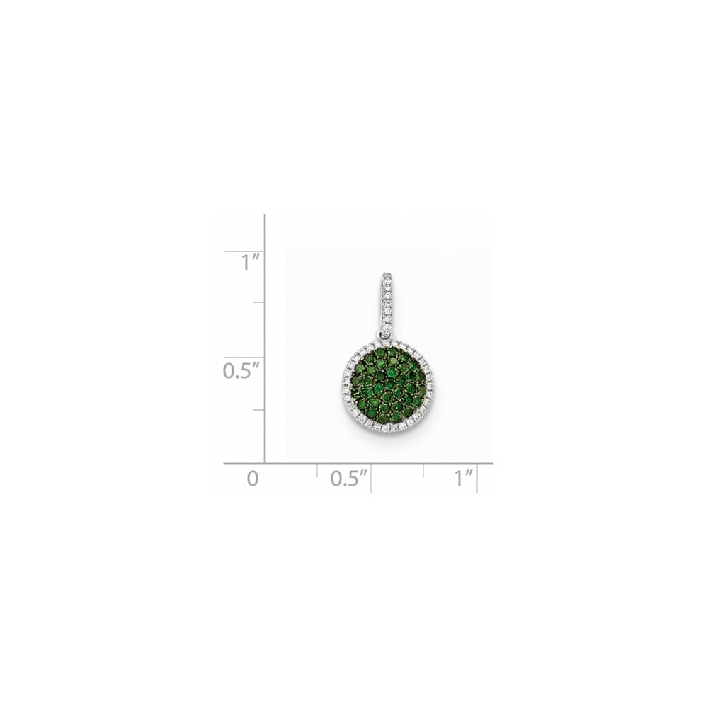 14K Weißgold Anhänger mit Echtem Diamant & Pavé Grünem Echtem Diamant