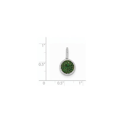 14K Weißgold Anhänger mit Echtem Diamant & Pavé Grünem Echtem Diamant