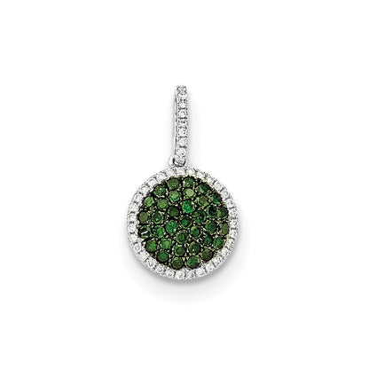 14K Weißgold Anhänger mit Echtem Diamant & Pavé Grünem Echtem Diamant