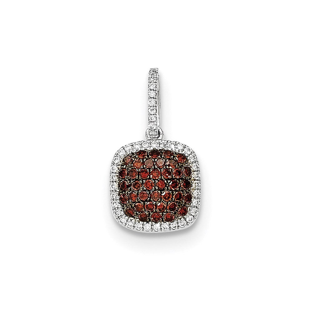 14K Weißgold Echtdiamant & Pavé-Rotdiamant Anhänger