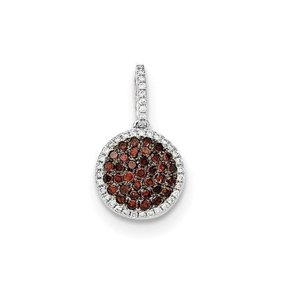 14K Weißgold Anhänger mit echtem Diamant & Pavé braunem echten Diamant