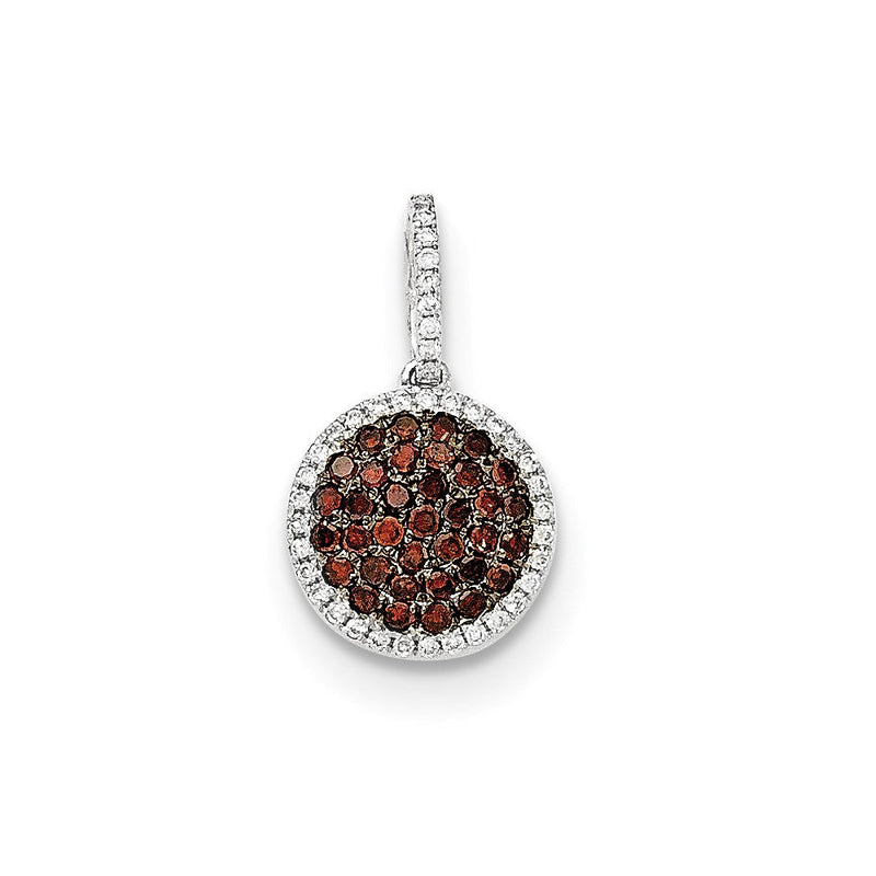 14K Weißgold Anhänger mit echtem Diamant & Pavé braunem echten Diamant
